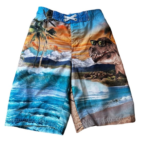 🍁 BUNDLE ONLY - 5/$15  Op T-Rex Dinosaur Swim Shorts, Beach, Pool, Boys size 6-7 - Picture 1 of 3